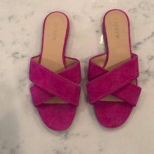 Jcrew Pink Suede Slide Sandals
